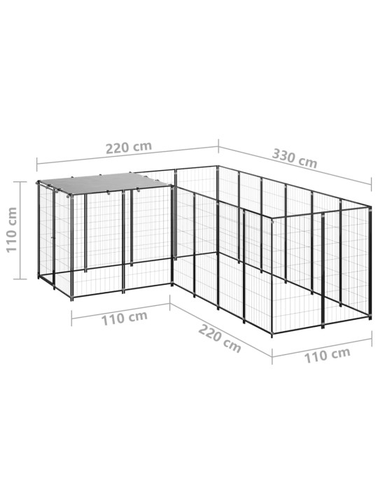 Koiranhäkki musta 4,84 m² teräs