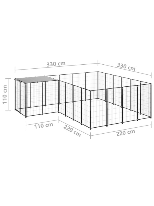 Koiranhäkki musta 8,47 m² teräs