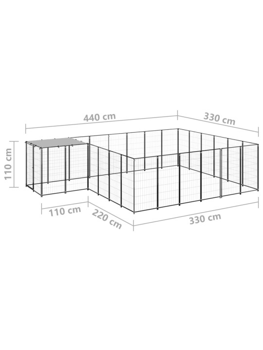 Koiranhäkki musta 12,1 m² teräs