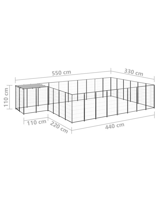 Koiranhäkki musta 15,73 m² teräs