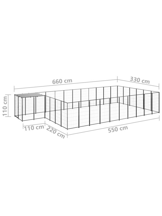 Koiranhäkki musta 19,36 m² teräs