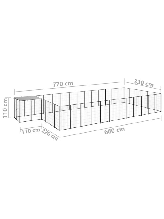 Koiranhäkki musta 22,99 m² teräs