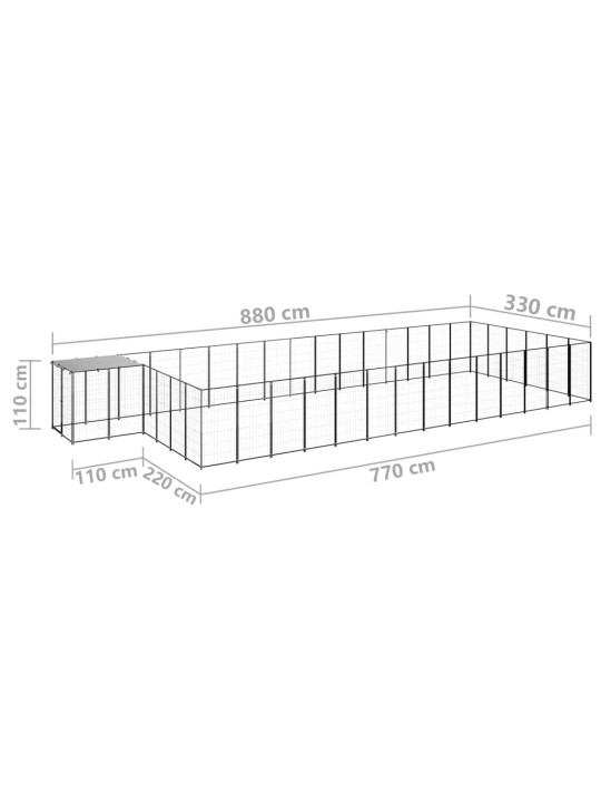 Koiranhäkki musta 26,62 m² teräs