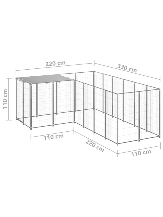 Koiranhäkki hopea 4,84 m² teräs