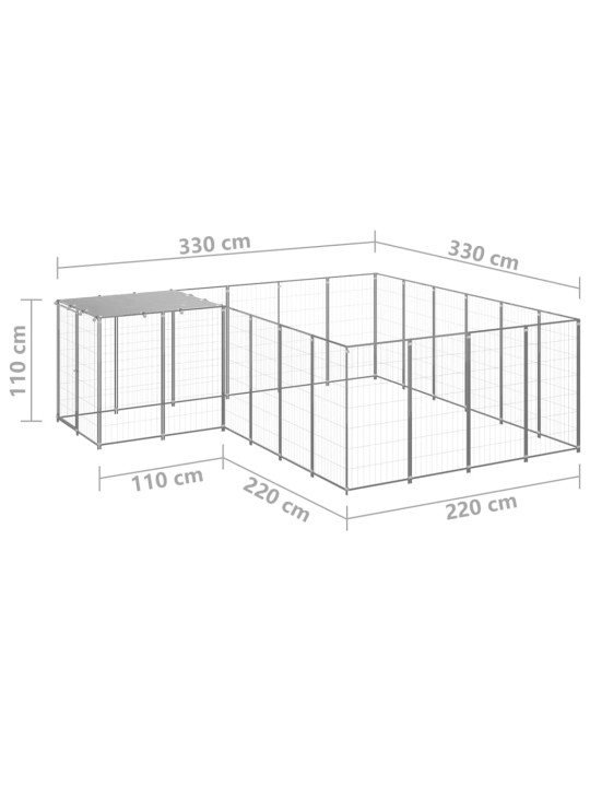 Koiranhäkki hopea 8,47 m² teräs