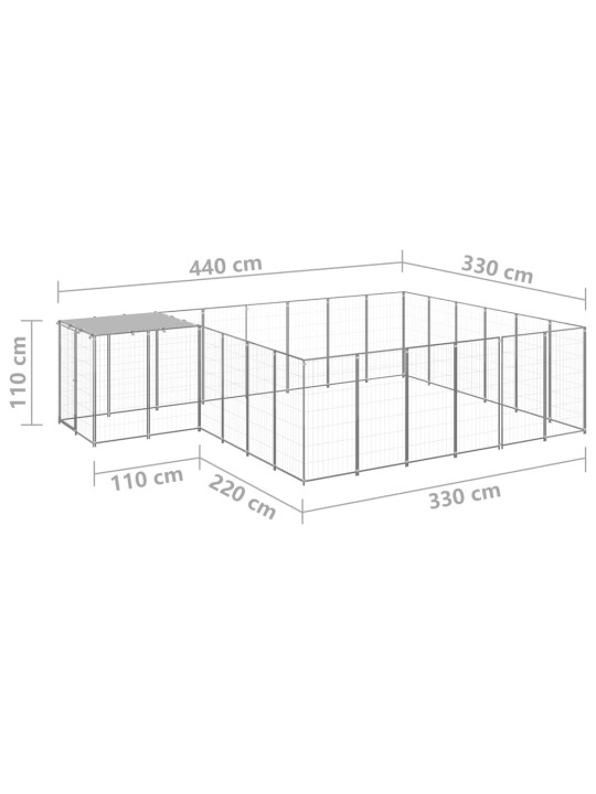 Koiranhäkki hopea 12,1 m² teräs