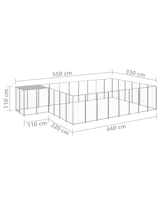 Koiranhäkki hopea 15,73 m² teräs