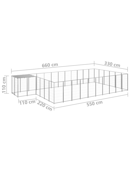 Koiranhäkki hopea 19,36 m² teräs