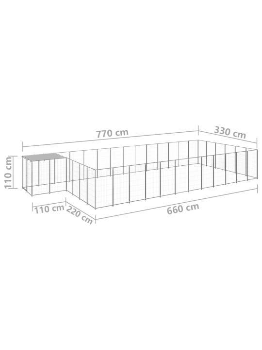 Koiranhäkki hopea 22,99 m² teräs