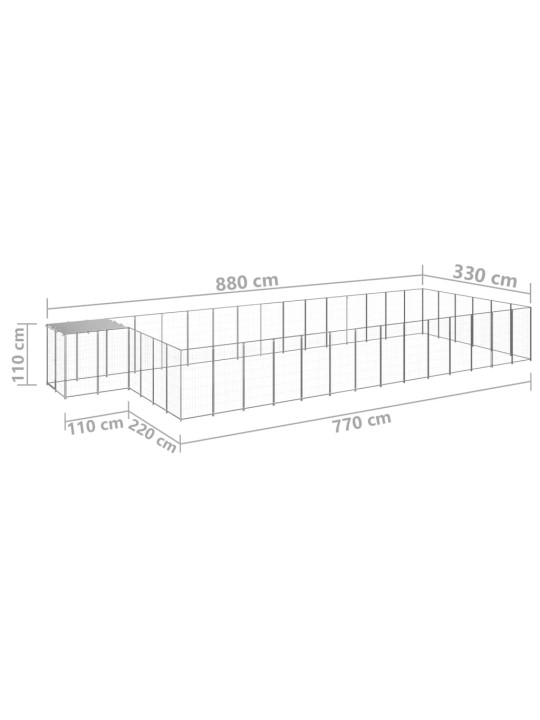 Koiranhäkki hopea 26,62 m² teräs