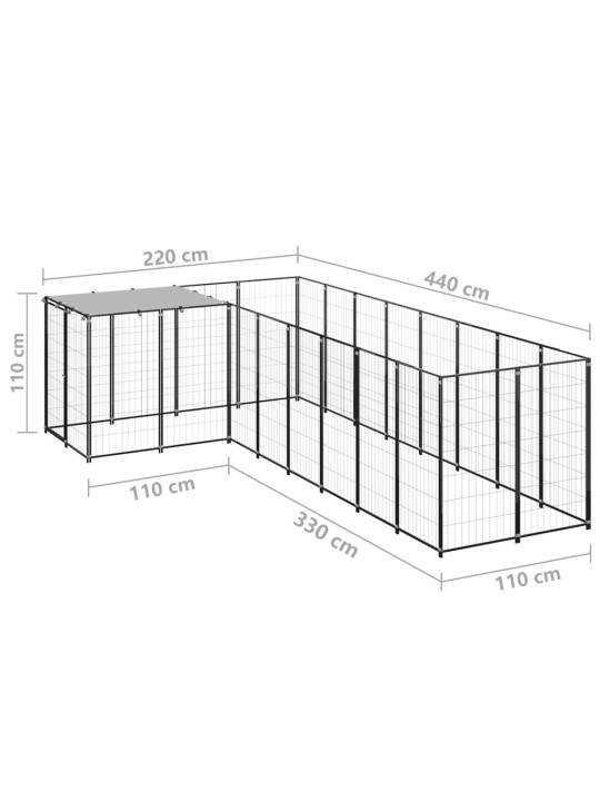 Koiranhäkki musta 6,05 m² teräs