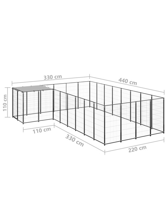 Koiranhäkki musta 10,89 m² teräs