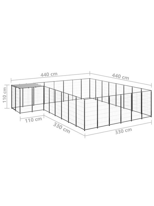 Koiranhäkki musta 15,73 m² teräs