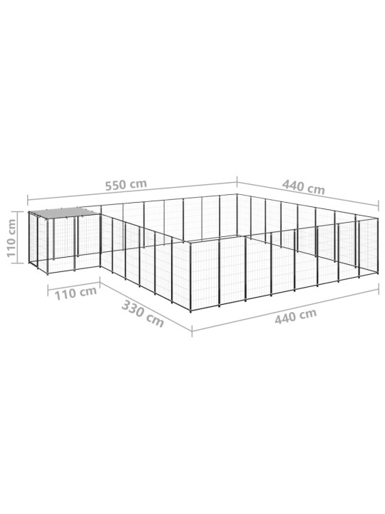 Koiranhäkki musta 20,57 m² teräs