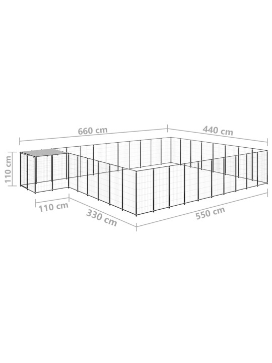 Koiranhäkki musta 25,41 m² teräs