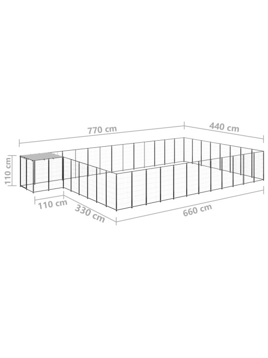 Koiranhäkki musta 30,25 m² teräs