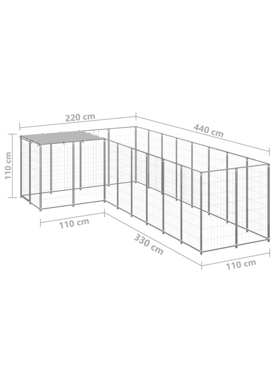 Koiranhäkki hopea 6,05 m² teräs