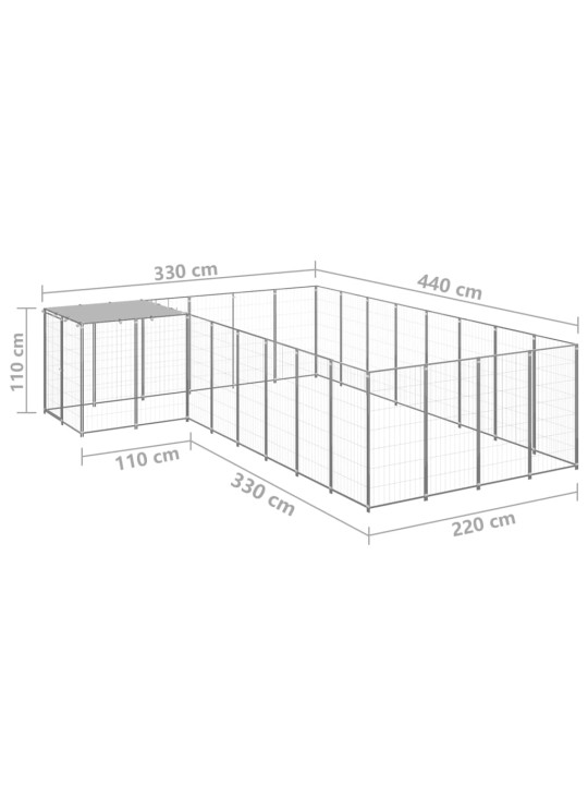 Koiranhäkki hopea 10,89 m² teräs