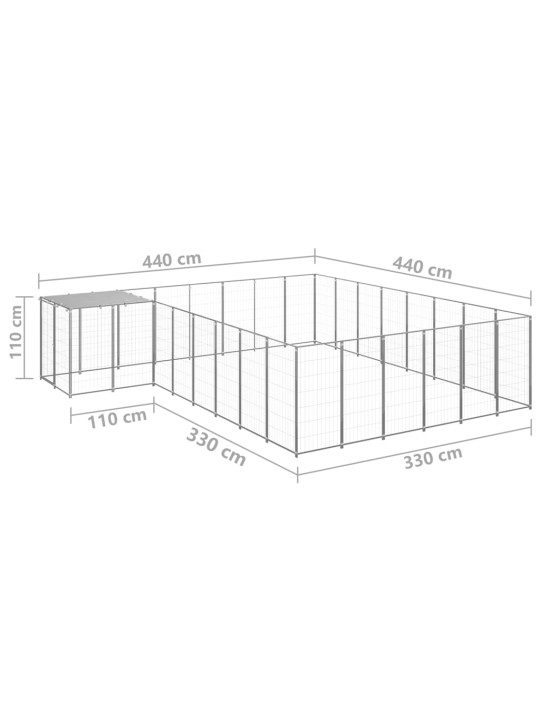 Koiranhäkki hopea 15,73 m² teräs