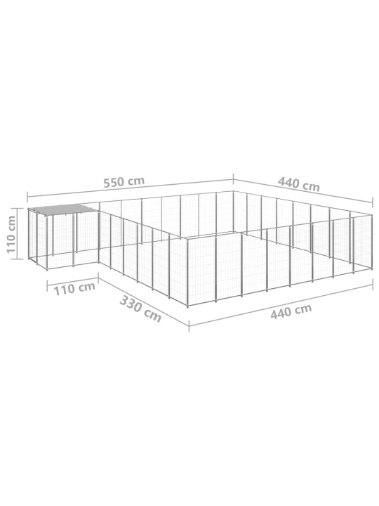 Koiranhäkki hopea 20,57 m² teräs