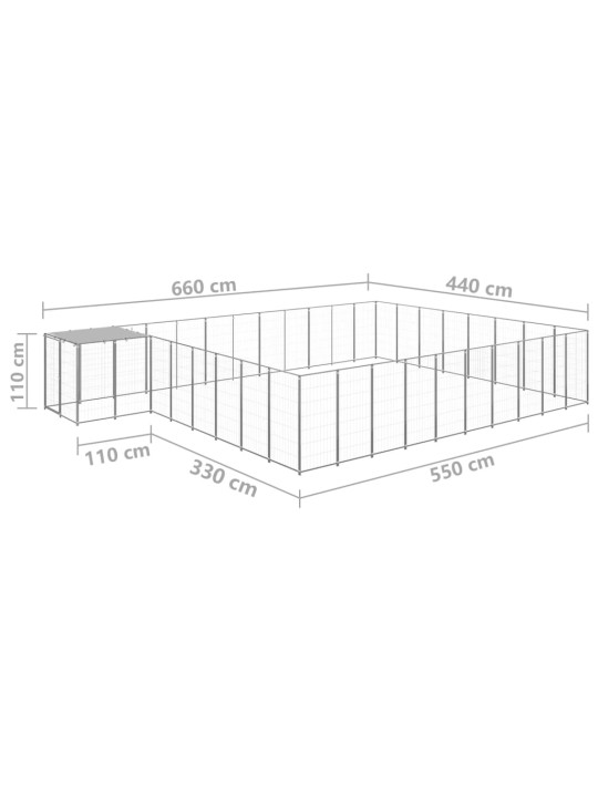 Koiranhäkki hopea 25,41 m² teräs