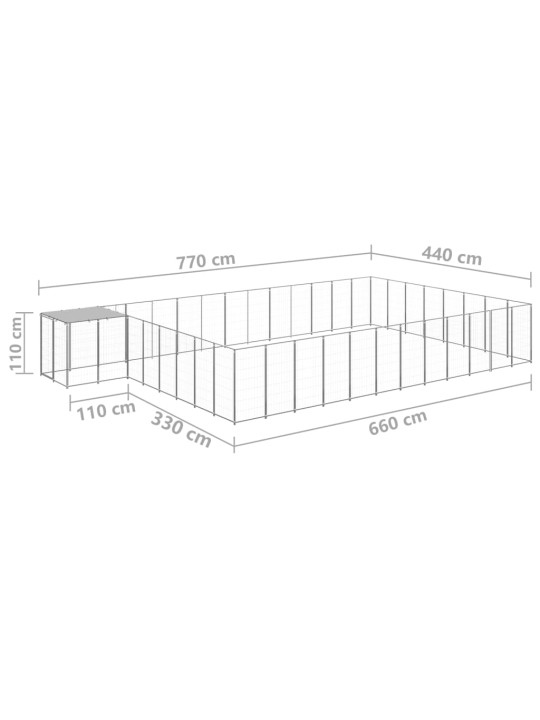 Koiranhäkki hopea 30,25 m² teräs