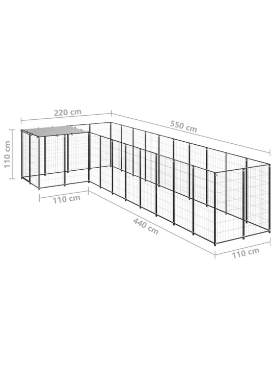 Koiranhäkki musta 7,26 m² teräs