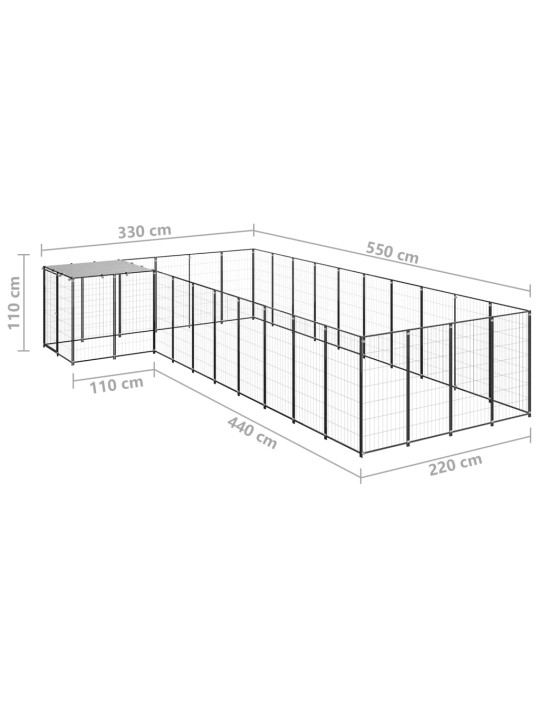 Koiranhäkki musta 13,31 m² teräs