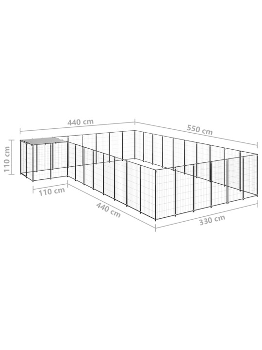 Koiranhäkki musta 19,36 m² teräs