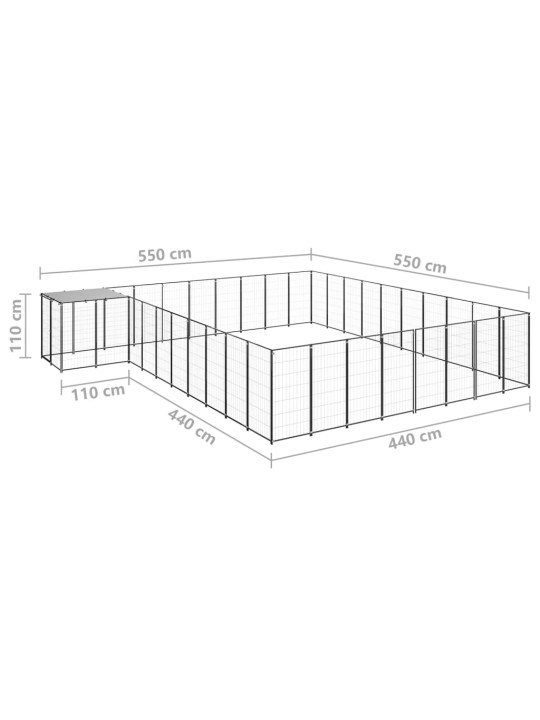 Koiranhäkki musta 25,41 m² teräs