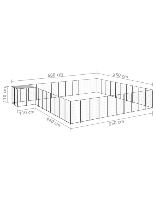 Koiranhäkki musta 31,46 m² teräs