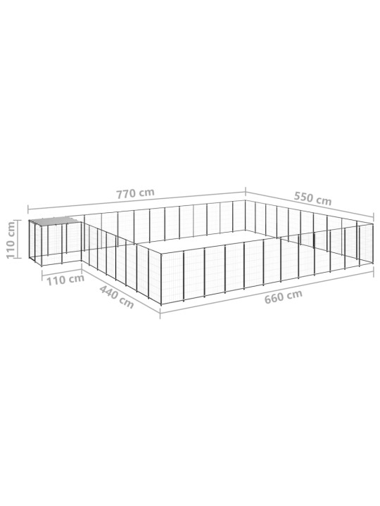 Koiranhäkki musta 37,51 m² teräs