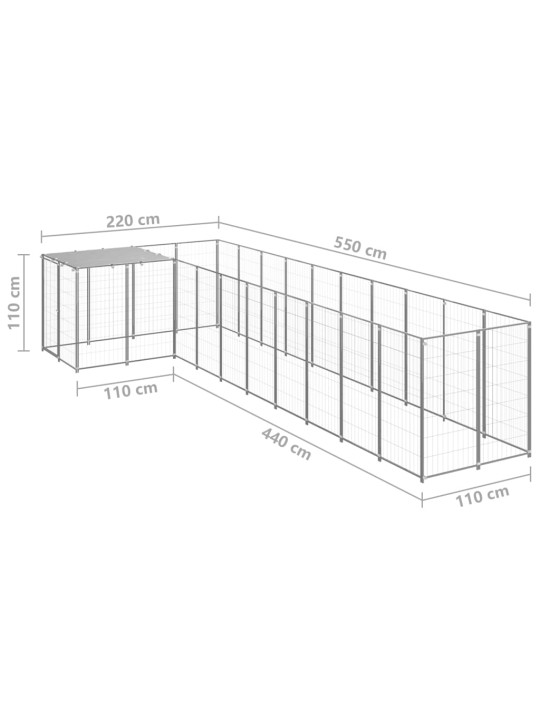 Koiranhäkki hopea 7,26 m² teräs