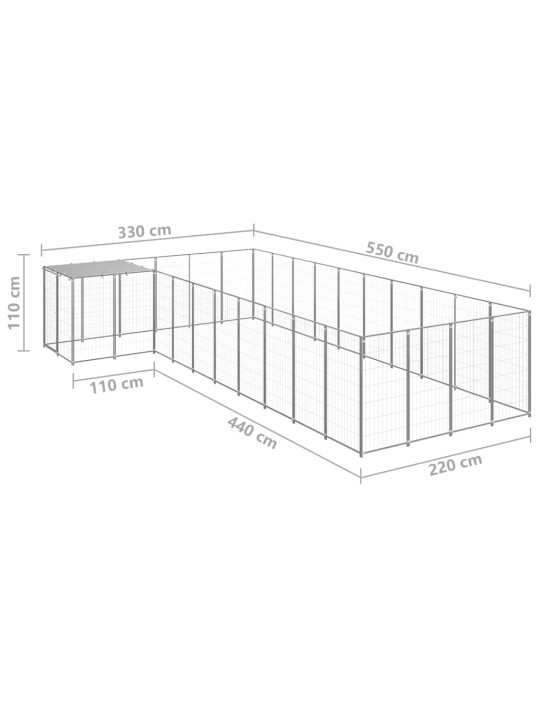 Koiranhäkki hopea 13,31 m² teräs