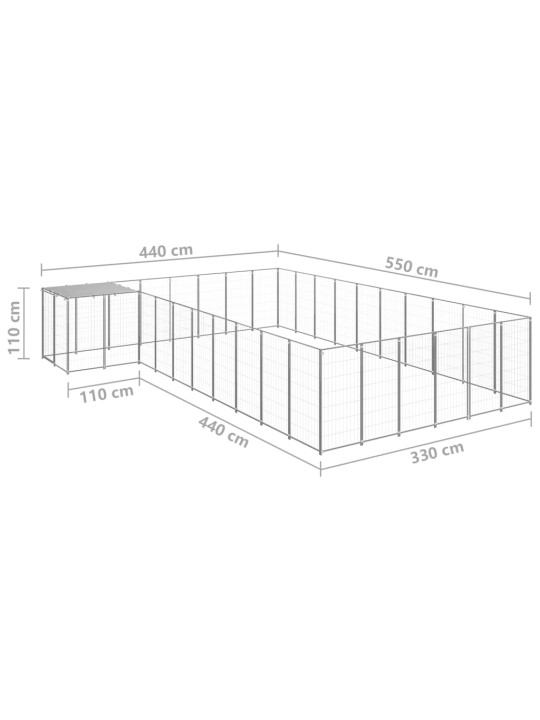 Koiranhäkki hopea 19,36 m² teräs