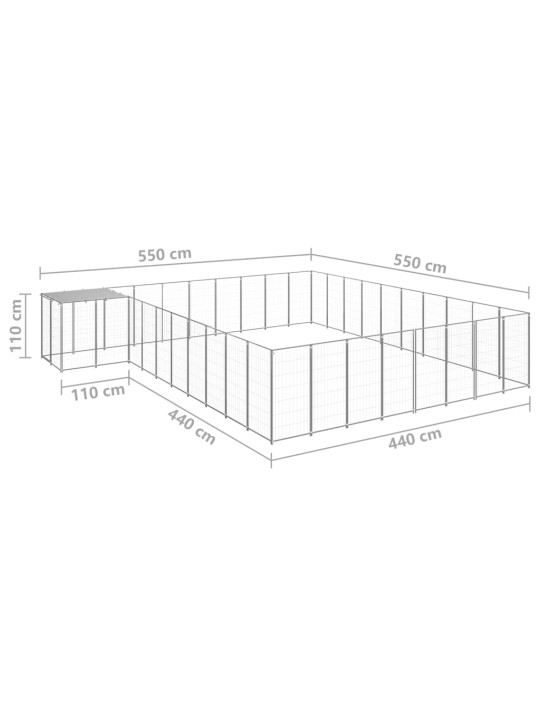 Koiranhäkki hopea 25,41 m² teräs