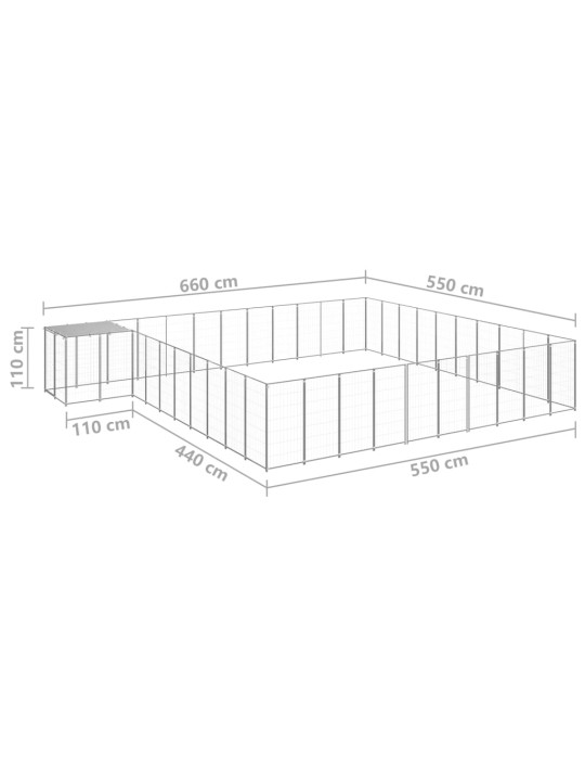 Koiranhäkki hopea 31,46 m² teräs