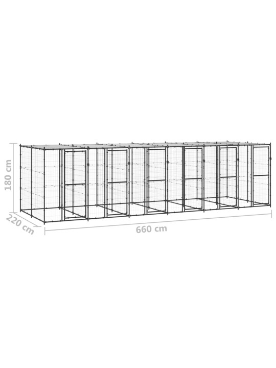 Koiran ulkohäkki katolla teräs 14,52 m²