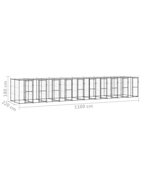 Koiran ulkohäkki katolla teräs 24,2 m²