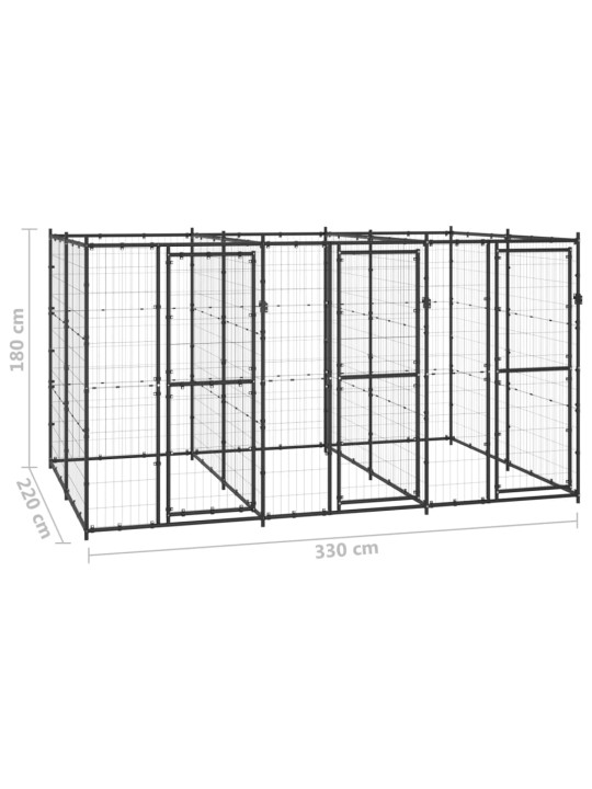 Koiran ulkohäkki teräs 7,26 m²