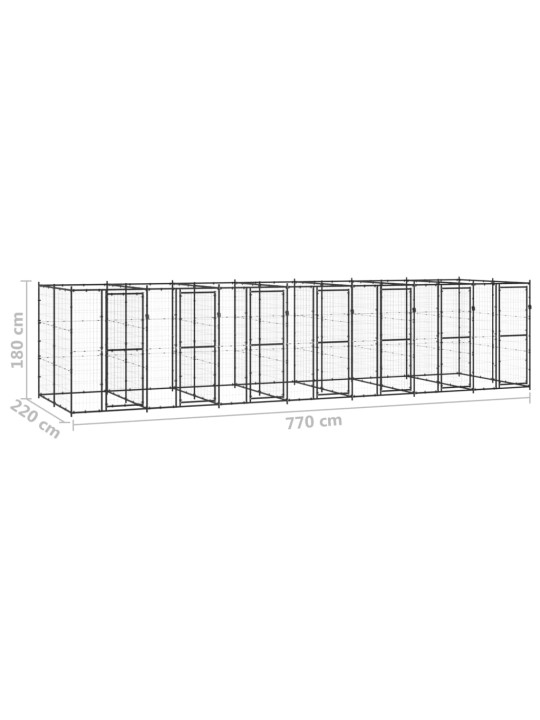 Koiran ulkohäkki teräs 16,94 m²