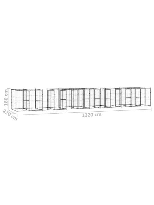 Koiran ulkohäkki teräs 29,04 m²