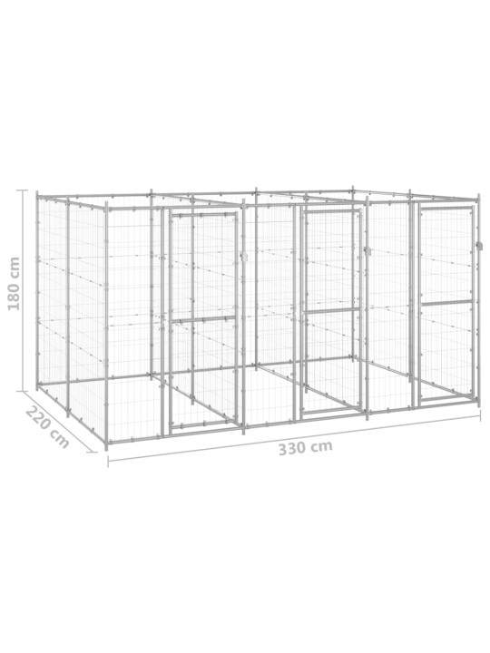 Koiran ulkohäkki galvanoitu teräs 7,26 m²