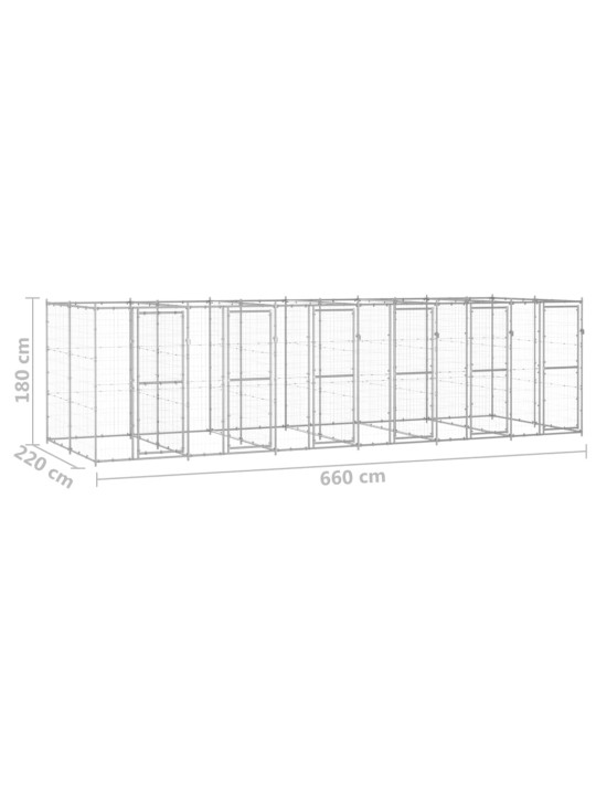 Koiran ulkohäkki galvanoitu teräs 14,52 m²