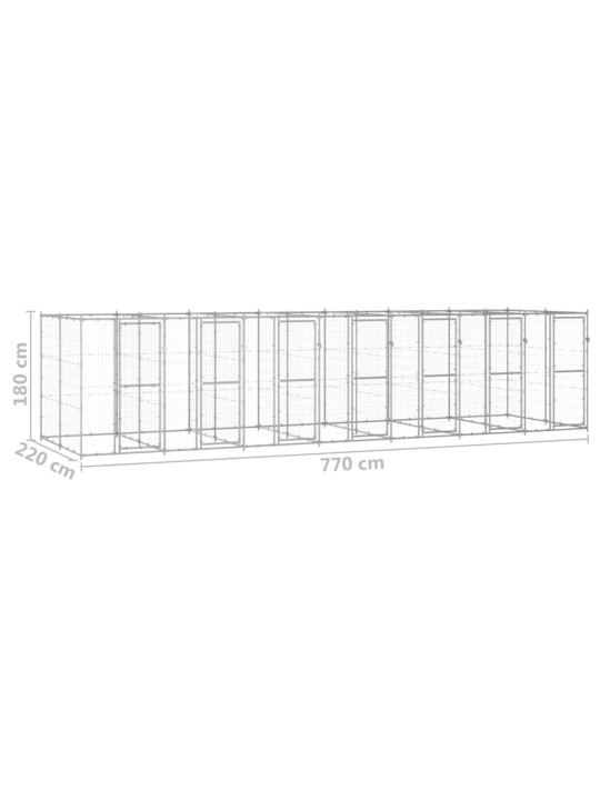 Koiran ulkohäkki galvanoitu teräs 16,94 m²