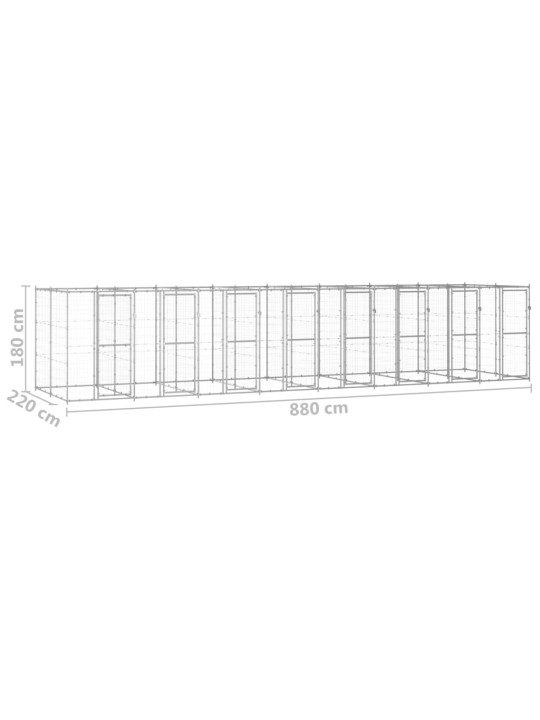 Koiran ulkohäkki galvanoitu teräs 19,36 m²