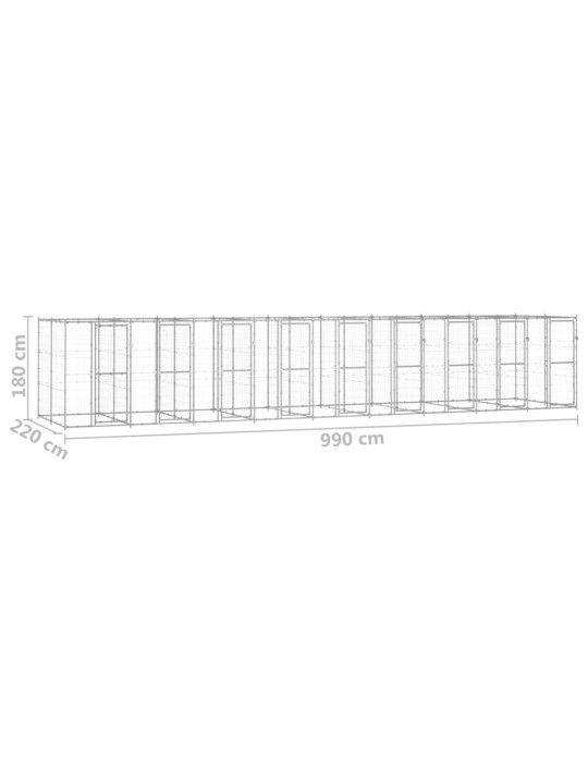 Koiran ulkohäkki galvanoitu teräs 21,78 m²