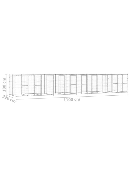 Koiran ulkohäkki galvanoitu teräs 24,2 m²