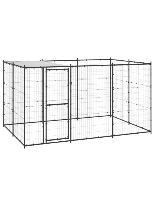 Koiran ulkohäkki katolla teräs 7,26 m²