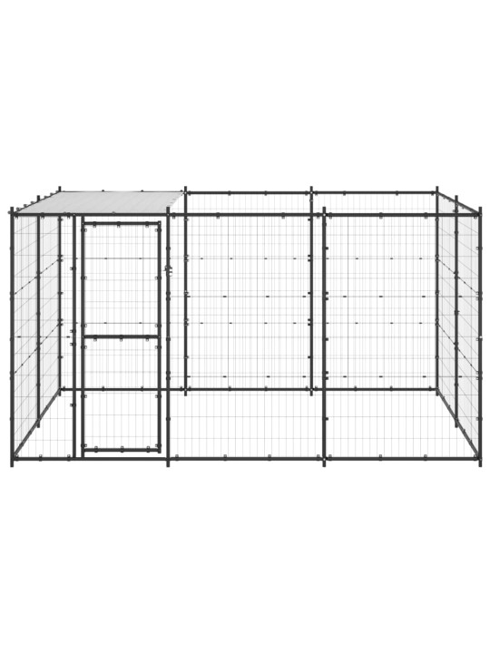 Koiran ulkohäkki katolla teräs 7,26 m²